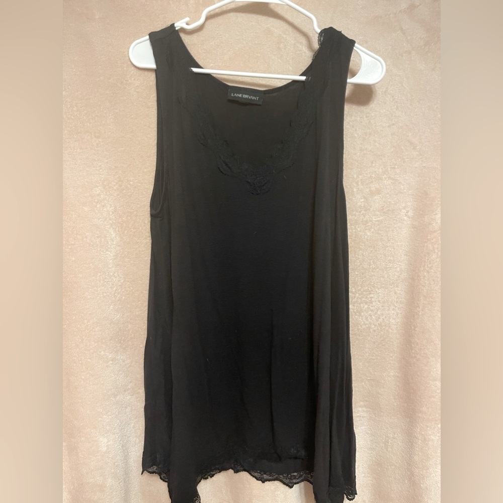 💕Lane Bryant Black Lace Trim Swing Cami💕